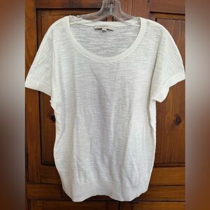 LOFT Size XL White Short-Sleeve Slub Knit Lightweight Sweater Tee. NWOT